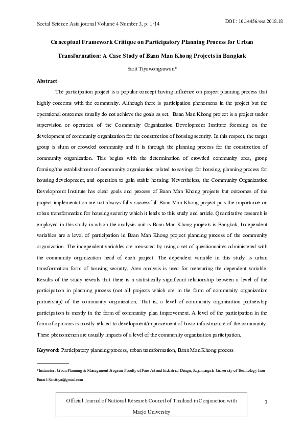 (PDF) Conceptual Framework Critique on Participatory Planning Process ...
