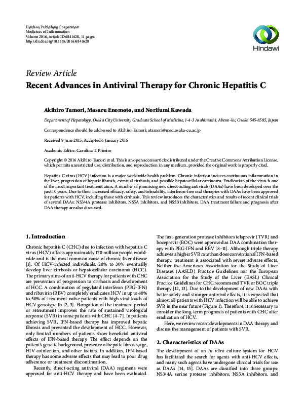 (PDF) Recent Advances in Antiviral Therapy for Chronic Hepatitis C