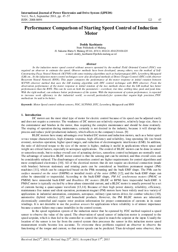(PDF) Performance Comparison of Starting Speed Control of Induction Motor