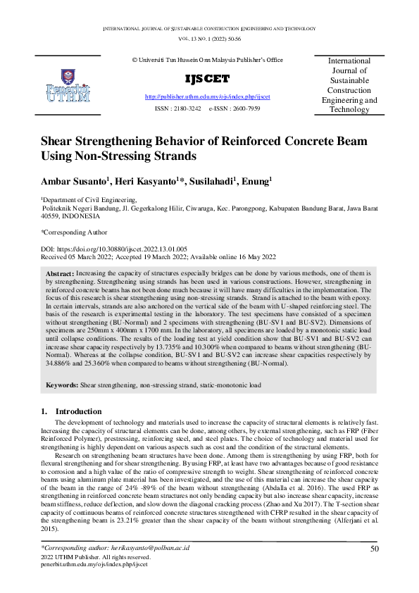 (PDF) Shear Strengthening Behavior of Reinforced Concrete Beam Using ...