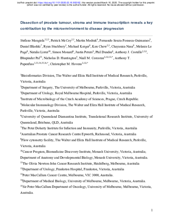 (PDF) Dissection of prostate tumour, stroma and immune transcription ...