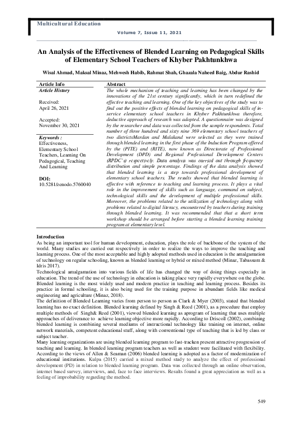 (PDF) An Analysis of the Effectiveness of Blended Learning on ...