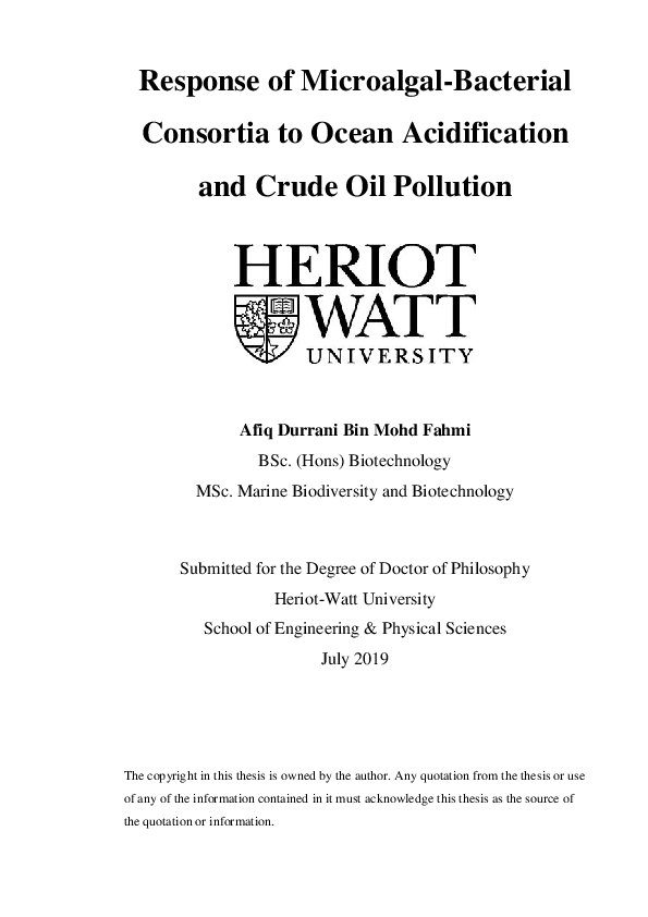 (PDF) Response of microalgal-bacterial consortia to ocean acidification ...