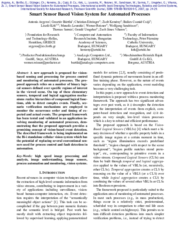 (PDF) Smart sensor based vision system for automated processes