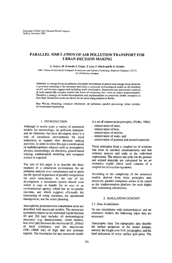(PDF) Parallel Simulation of Air Pollution Transport for Urban Decision ...