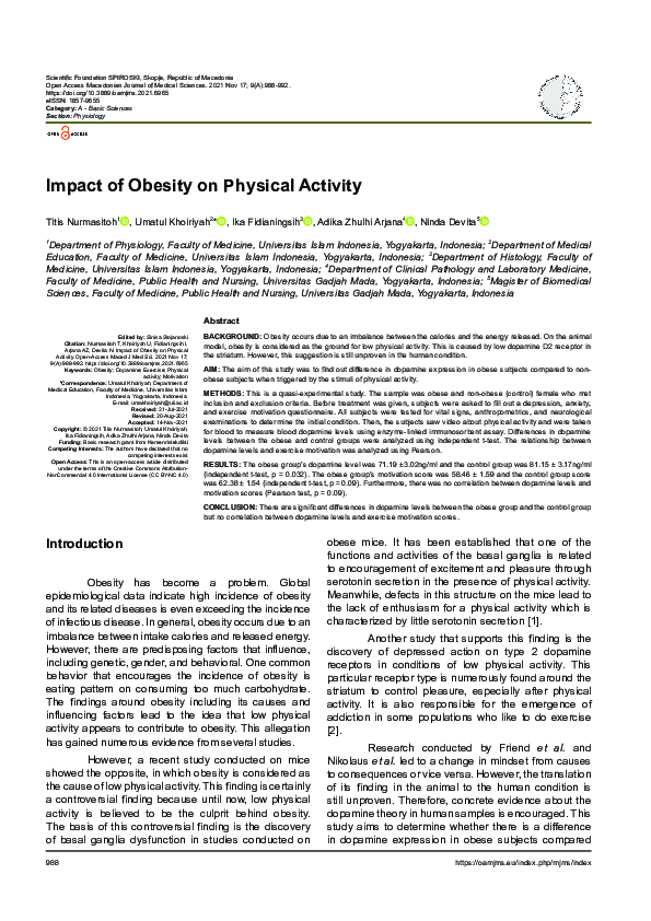 (PDF) Impact of Obesity on Physical Activity