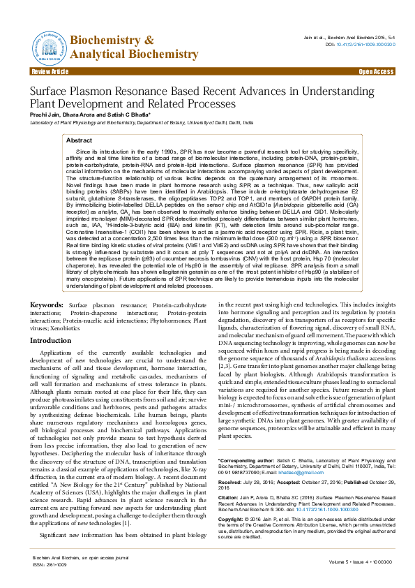 (PDF) Surface Plasmon Resonance Based Recent Advances in Understanding ...
