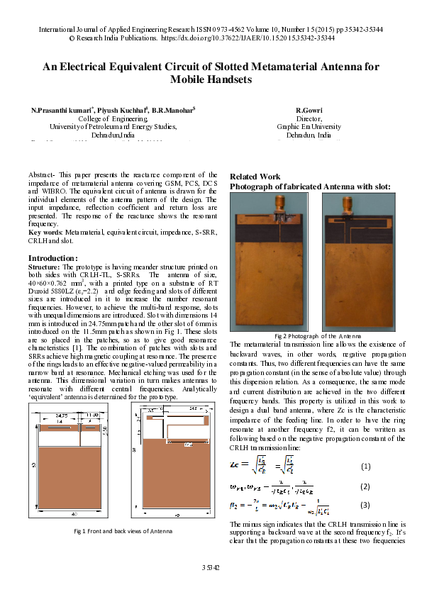 (PDF) An Electrical Equivalent Circuit of Slotted Metamaterial Antenna ...