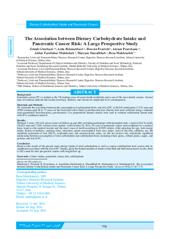 (PDF) The Association between Dietary Carbohydrate Intake and ...