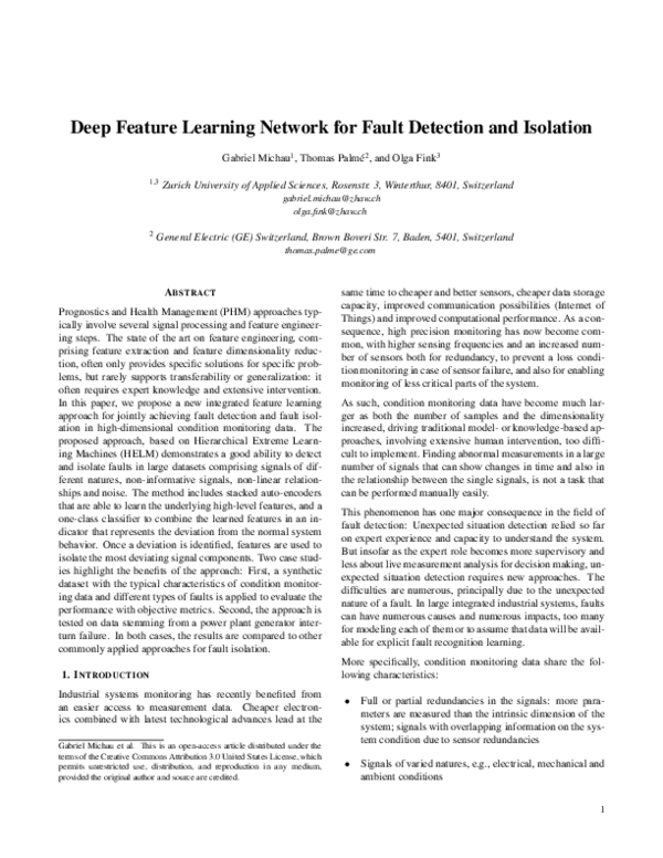 (PDF) Deep feature learning network for fault detection and isolation