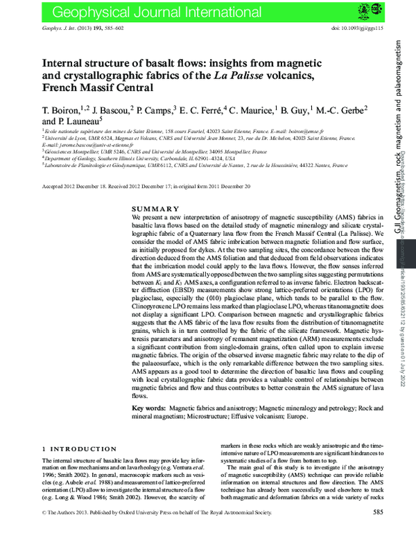 (PDF) Internal structure of basalt flows: insights from magnetic and ...