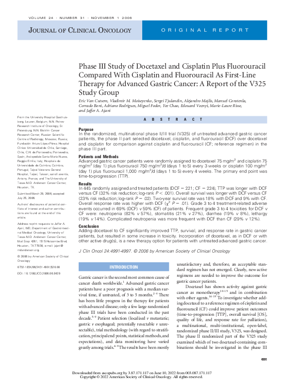 (PDF) Phase III Study of Docetaxel and Cisplatin Plus Fluorouracil ...