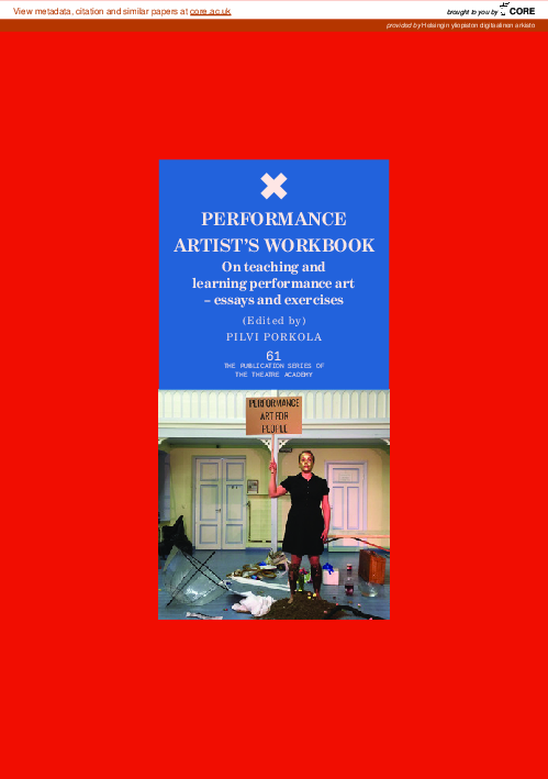 (PDF) Performance artist's workbook : on teaching and learning ...