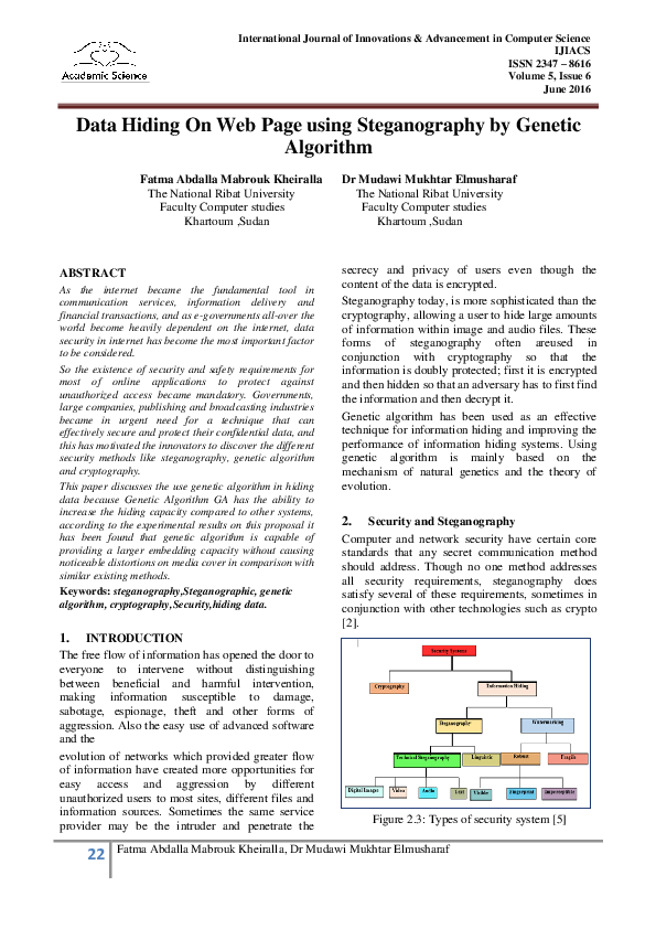 (PDF) Data Hiding On Web Page using Steganography by Genetic Algorithm