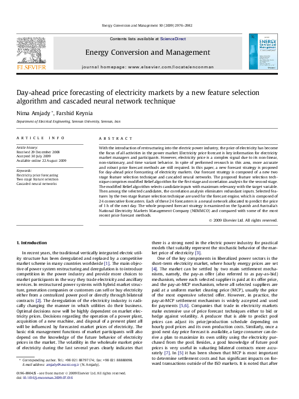 (PDF) Day-ahead price forecasting of electricity markets by a new ...