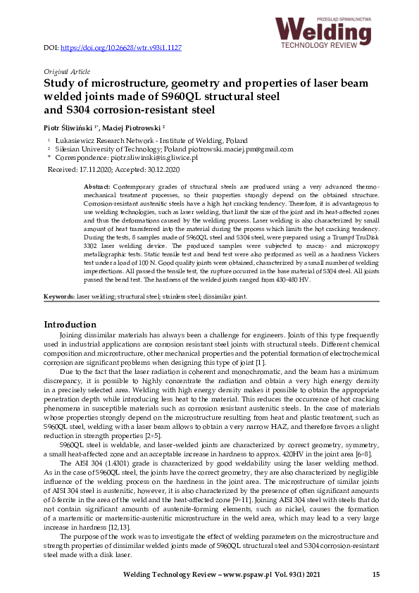 (PDF) Study of microstructure geometry and properties of laser beam ...