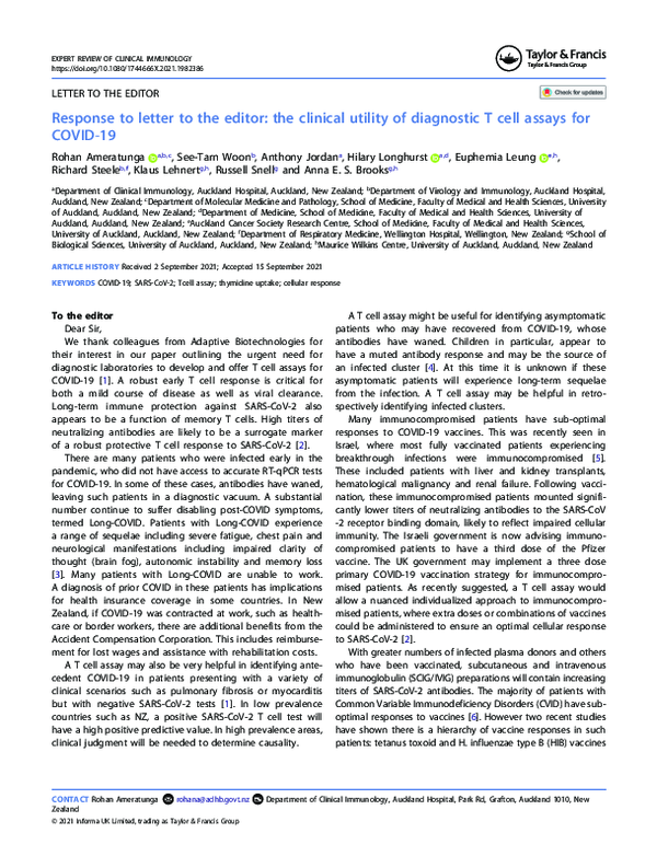 (PDF) Response to letter to the editor: the clinical utility of ...