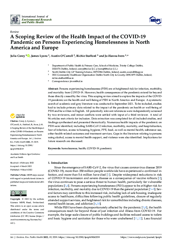 (PDF) A Scoping Review of the Health Impact of the COVID-19 Pandemic on ...