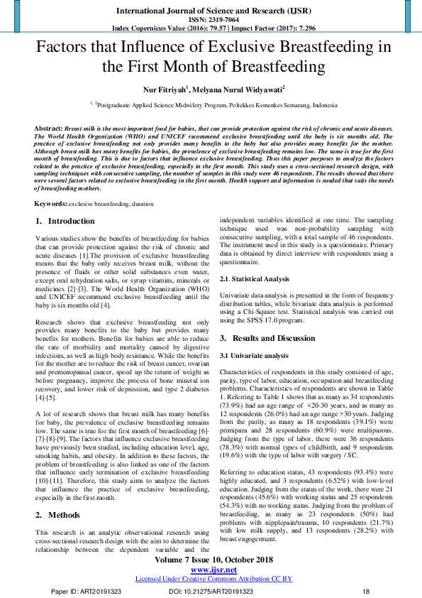 (PDF) Factors that Influence of Exclusive Breastfeeding in the First ...