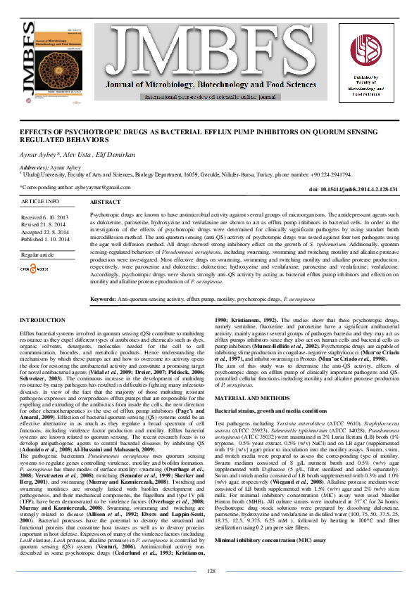 (PDF) Effects of Psychotropic Drugs as Bacterial Efflux Pump Inhibitors ...