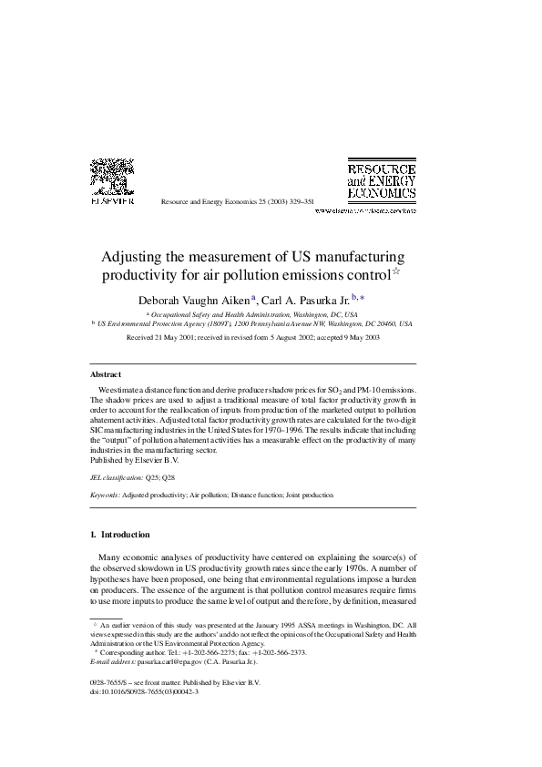 (PDF) Adjusting the measurement of US manufacturing productivity for ...