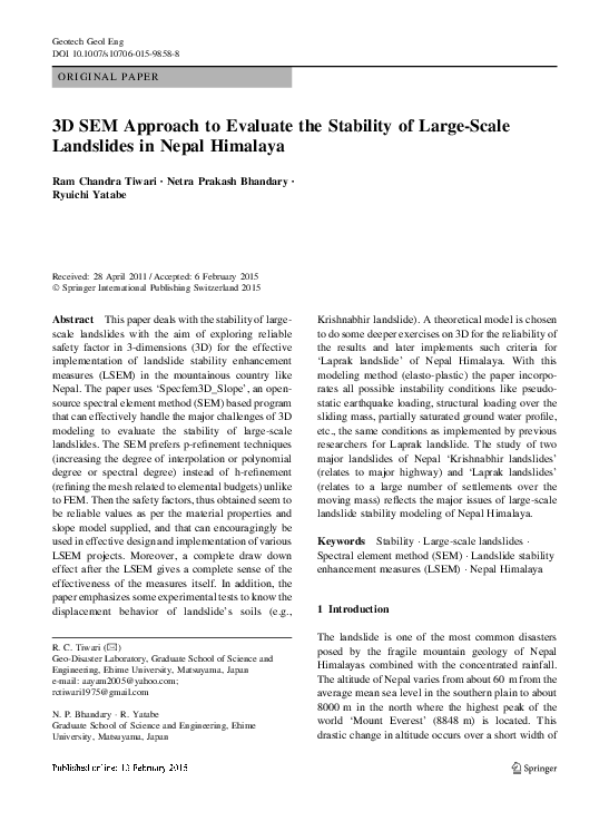 (PDF) 3D SEM Approach to Evaluate the Stability of Large-Scale ...