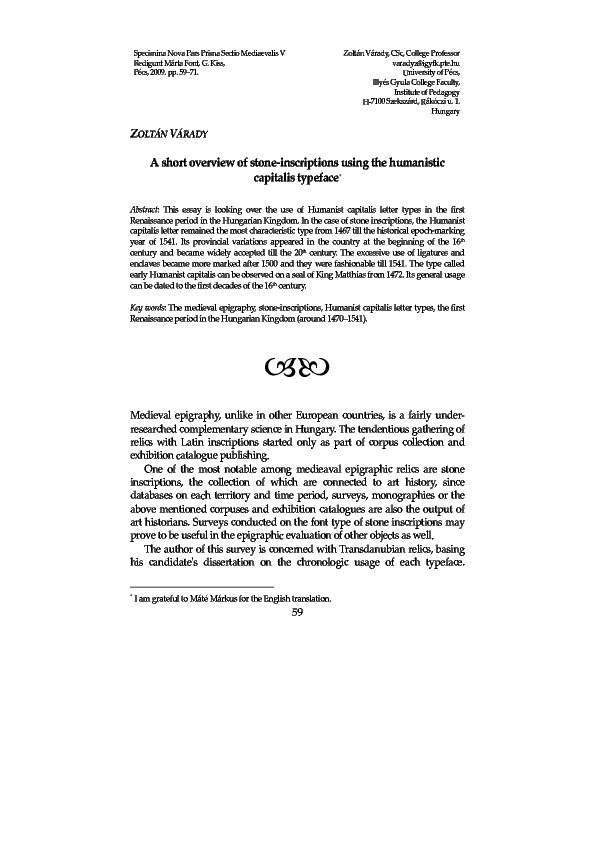(PDF) A short overview of stone-inscriptions using the humanistic ...