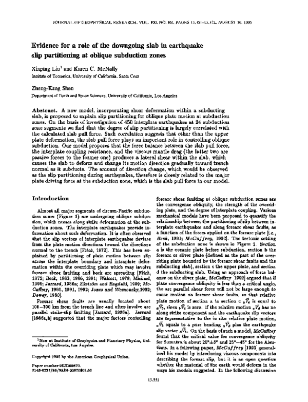 (PDF) Evidence for a role of the downgoing slab in earthquake slip ...