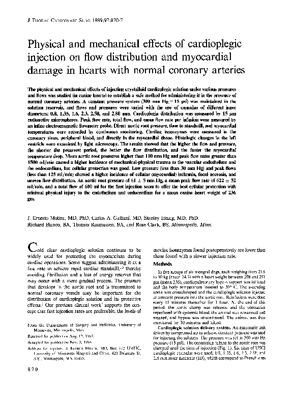 (PDF) Physical and mechanical effects of cardioplegic injection on flow ...