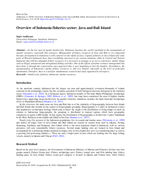 (PDF) Overview of Indonesia fisheries sector: Java and Bali island