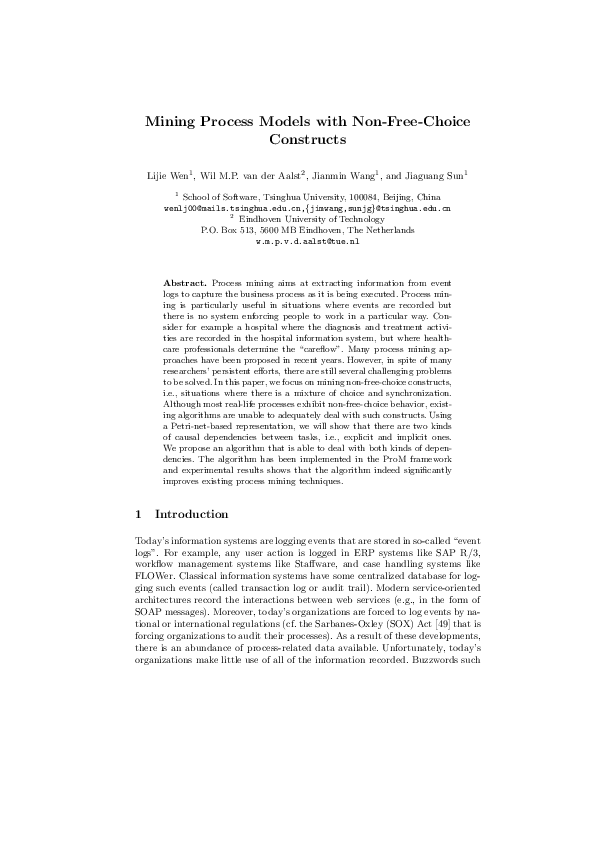 (PDF) Mining process models with non-free-choice constructs