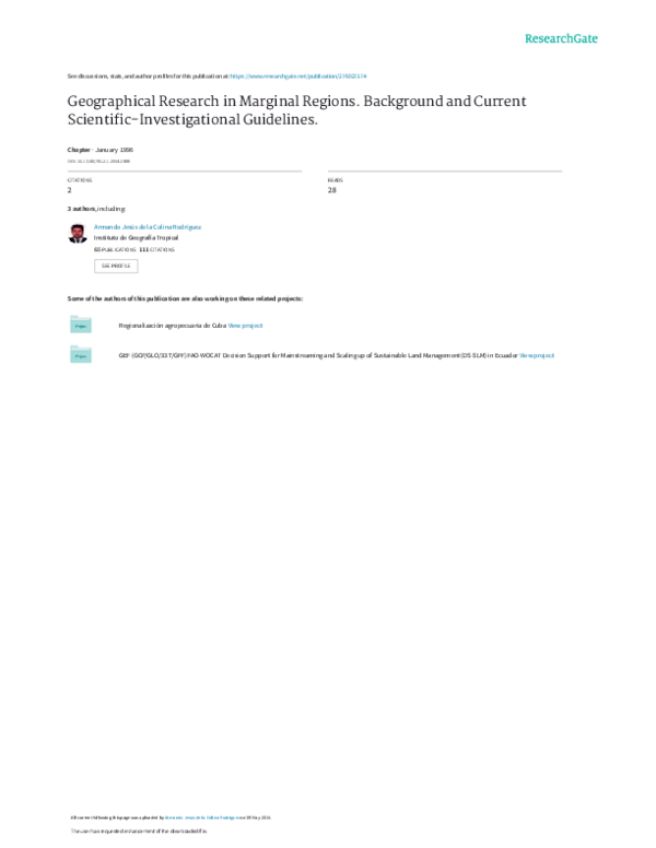 (PDF) Geographical Research in Marginal Regions. Background and Current ...