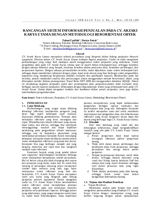 Rancangan Bangun Aplikasi Penjualan Online untuk CV Mitra Technosains: Menuju E-Commerce yang Komprehensif