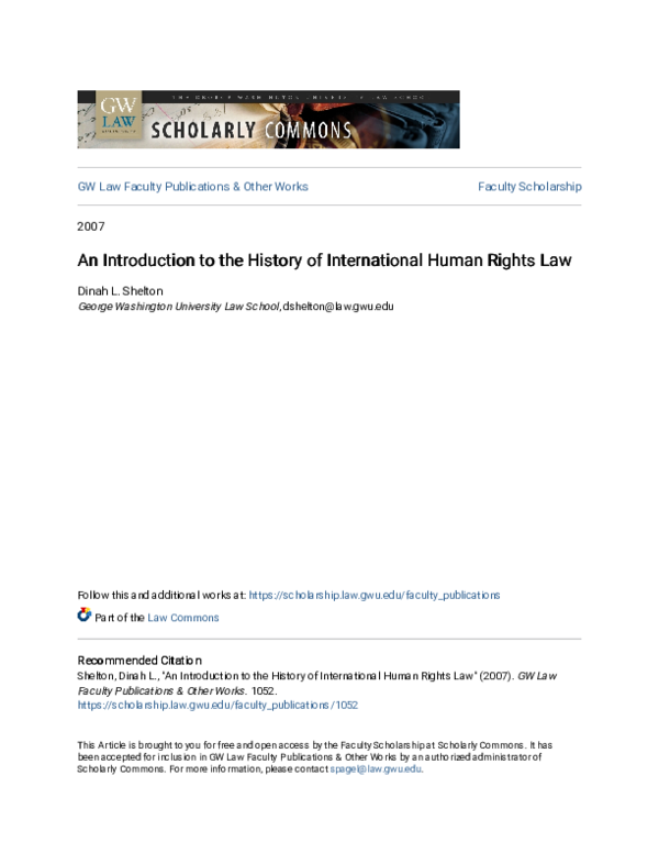 (PDF) An Introduction to the History of International Human Rights Law