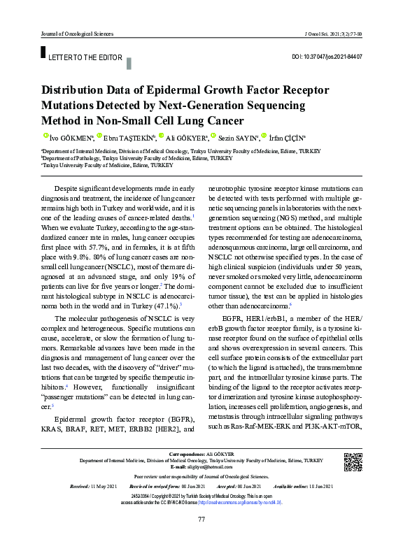 (PDF) Distribution Data of Epidermal Growth Factor Receptor Mutations ...
