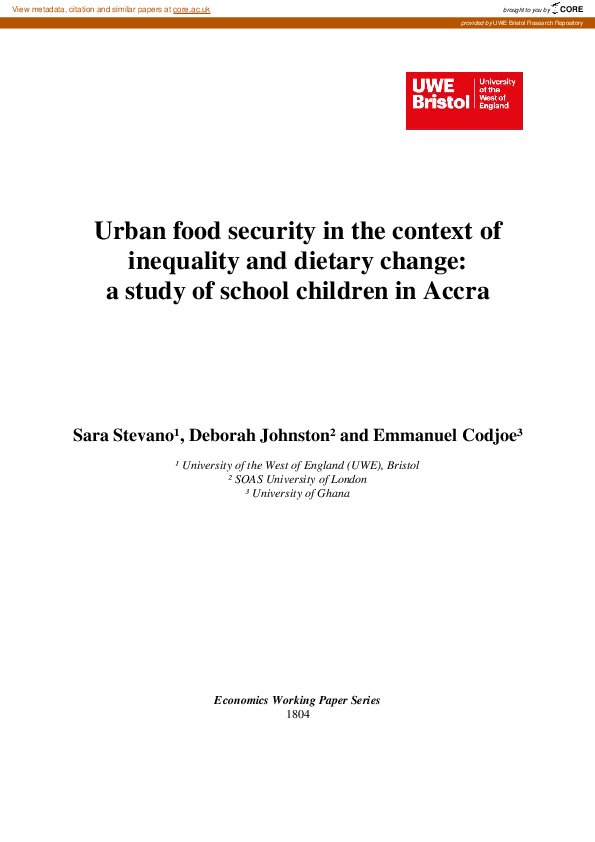 (PDF) Urban food security in the context of inequality and dietary ...