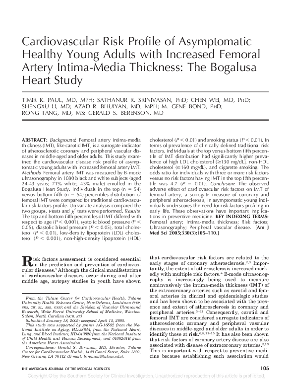 (PDF) Cardiovascular Risk Profile of Asymptomatic Healthy Young Adults ...