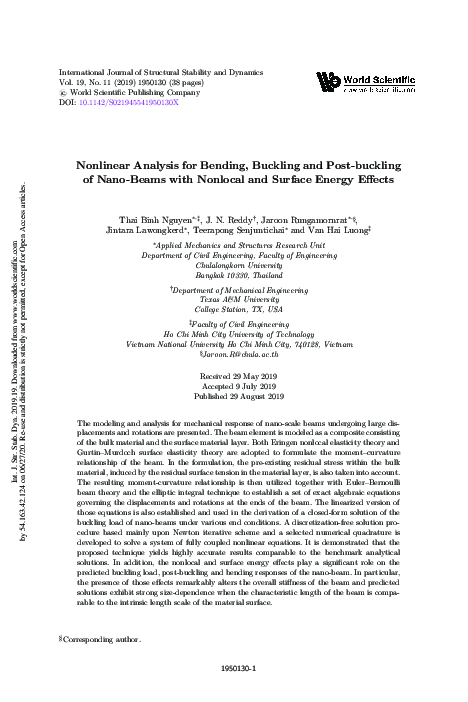 (PDF) Nonlinear Analysis for Bending, Buckling and Post-buckling of ...