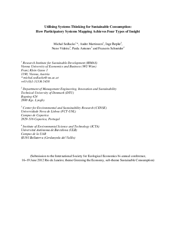 (PDF) Utilising Systems Thinking for Sustainable Consumption