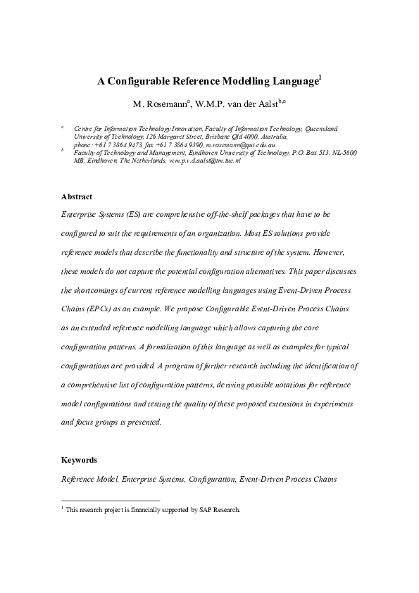 (PDF) A Configurable Reference Modelling Language 1