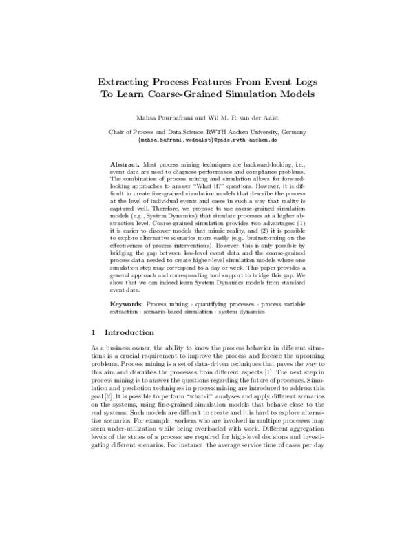 (PDF) Extracting Process Features From Event Logs To Learn Coarse ...