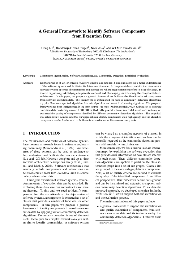 (PDF) A General Framework to Identify Software Components from ...