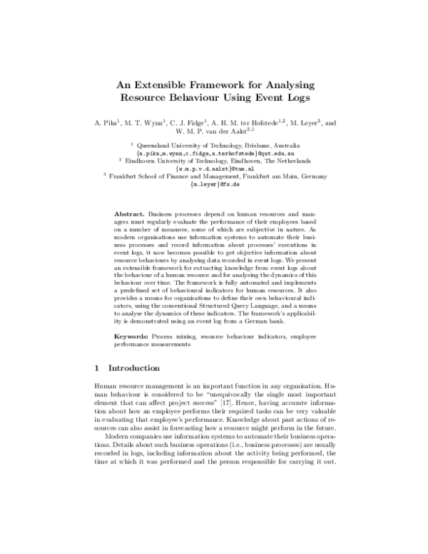 (PDF) An Extensible Framework for Analysing Resource Behaviour Using ...