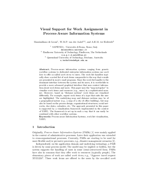 (PDF) Visual Support for Work Assignment in Process-Aware Information ...