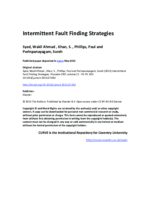 (PDF) Intermittent Fault Finding Strategies