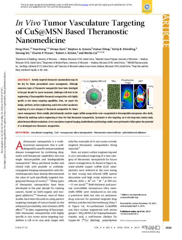 (PDF) In Vivo Tumor Vasculature Targeting of CuS@MSN Based Theranostic ...