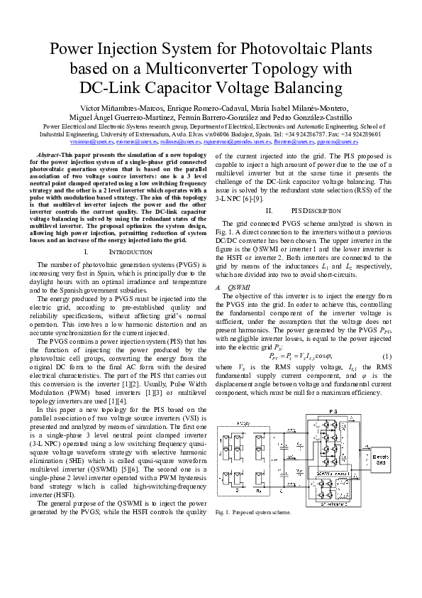 (PDF) Power injection system for photovoltaic plants based on a ...
