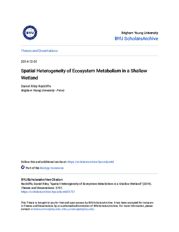 (PDF) Spatial Heterogeneity of Ecosystem Metabolism in a Shallow Wetland