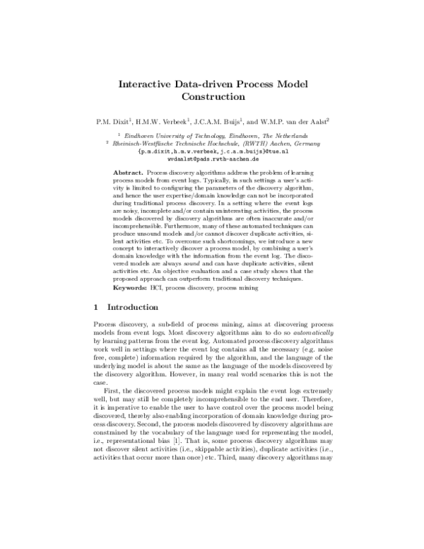 (PDF) Interactive Data-driven Process Model Construction