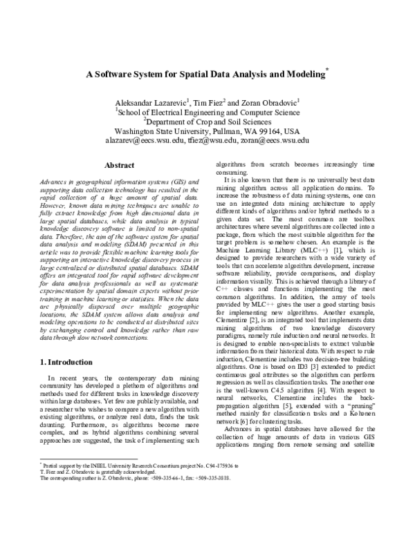 (PDF) A software system for spatial data analysis and modeling